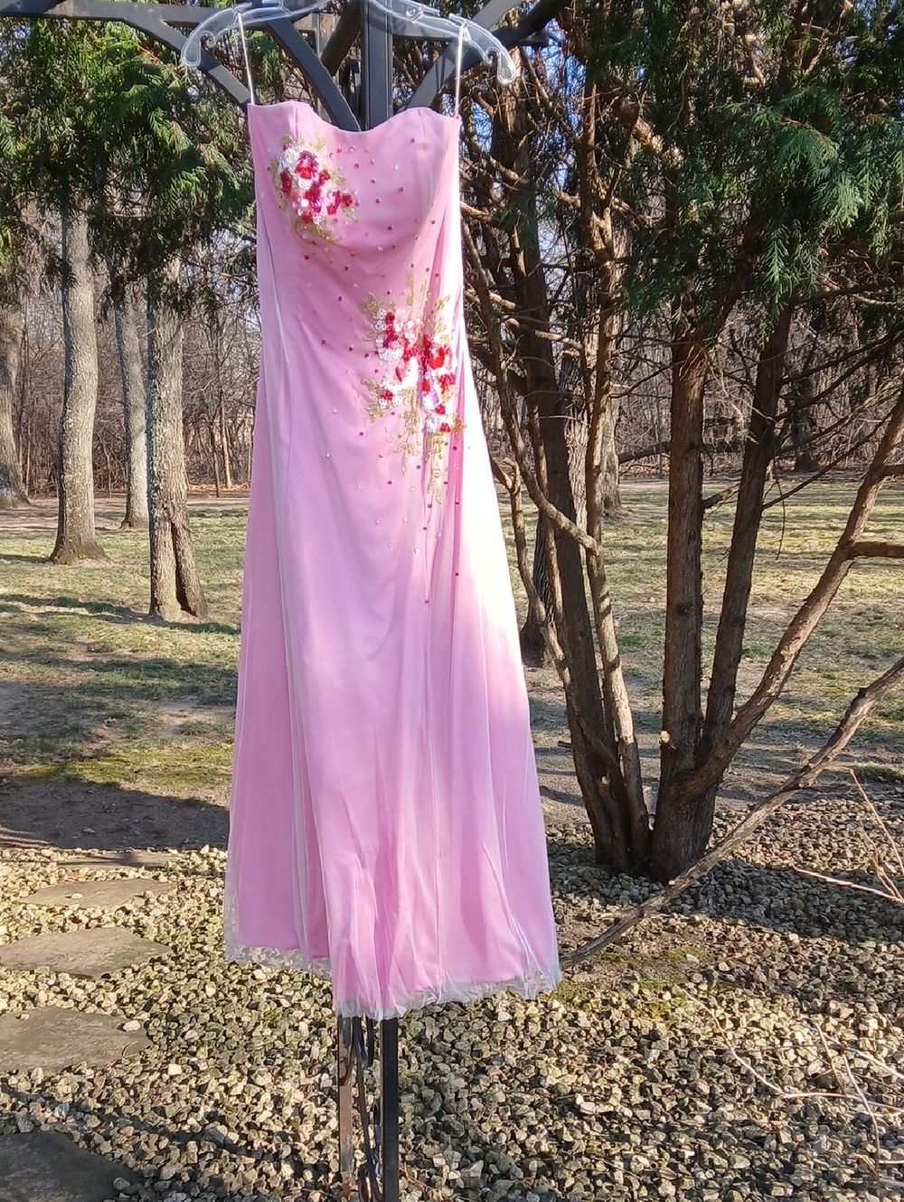 Pink Strapless Formal Prom Dress With Sequin Sz 7 Tall